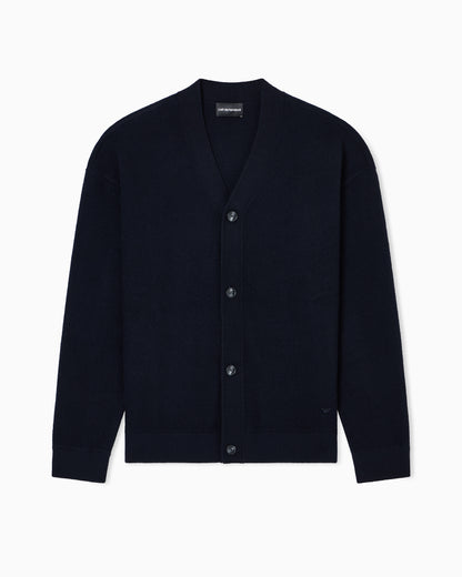 Emporio Armani V-neck cardigan made of plush-knit virgin wool