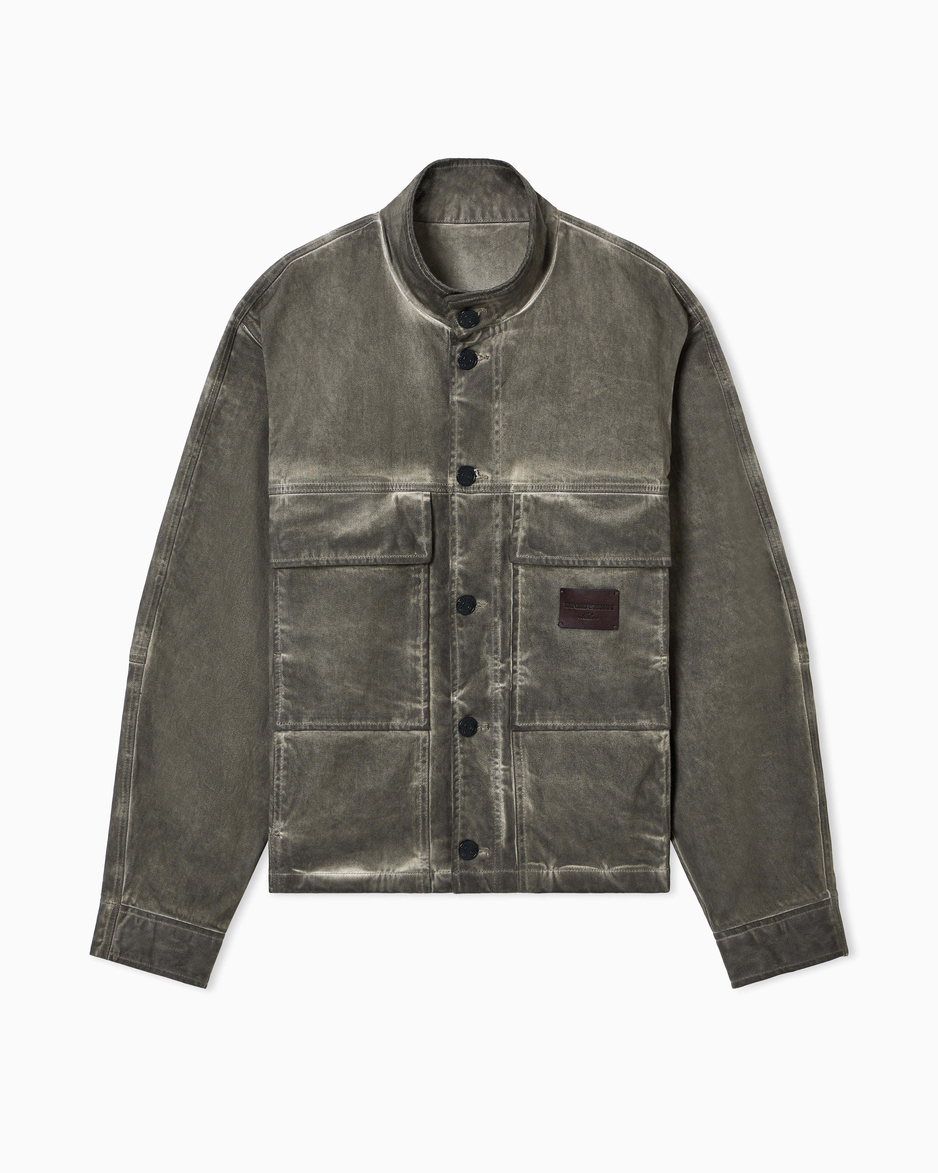 Emporio Armani Garment-dyed, dirty-wash stretch-denim jacket