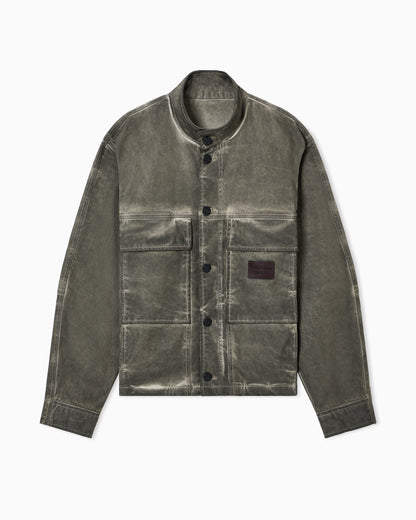 Emporio Armani Garment-dyed, dirty-wash stretch-denim jacket