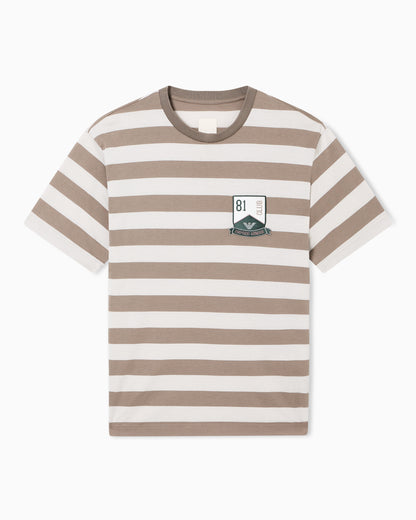 Emporio Armani Eagle Club striped jersey T-shirt with patch
