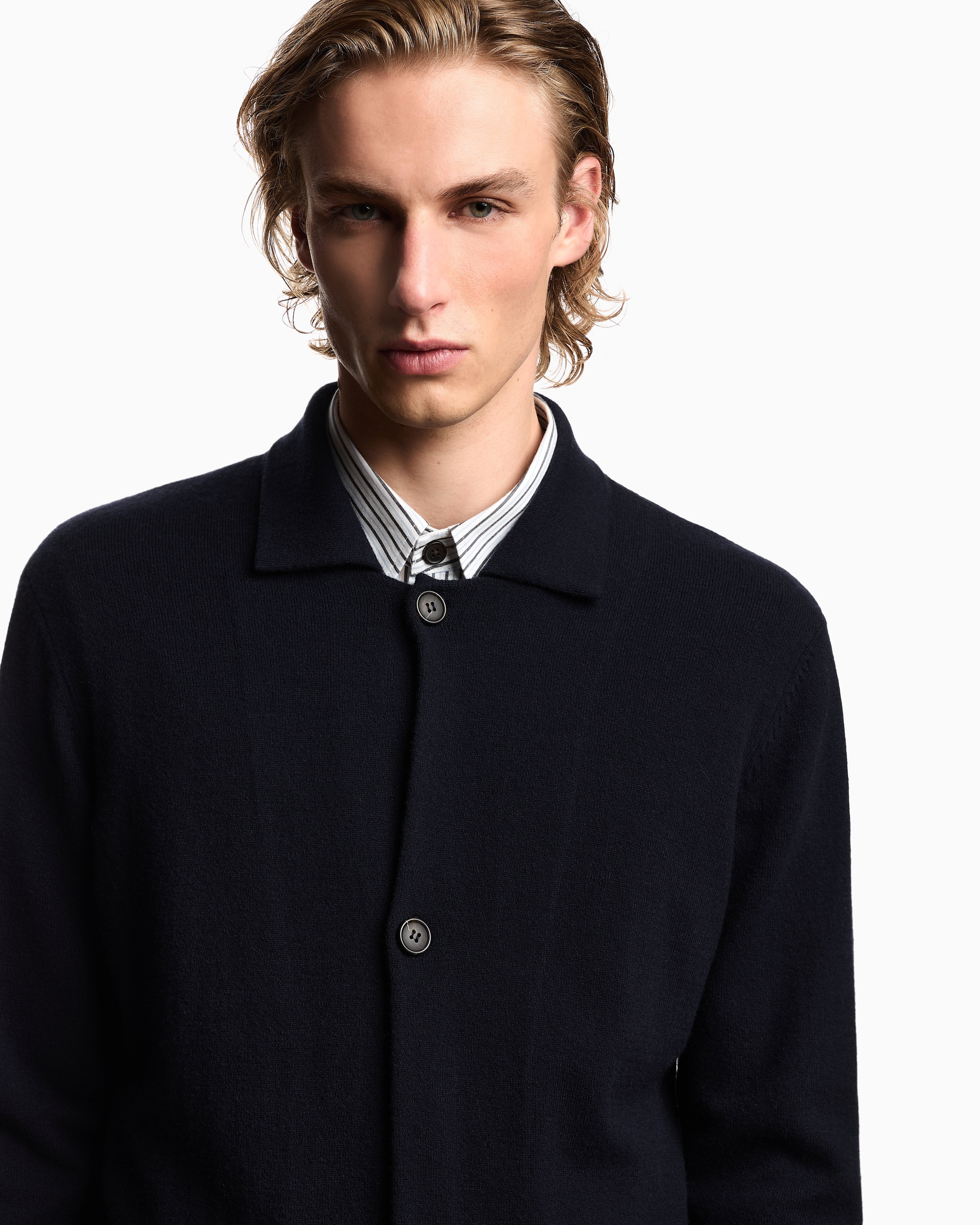 Emporio Armani Plain-knit virgin-wool jacket