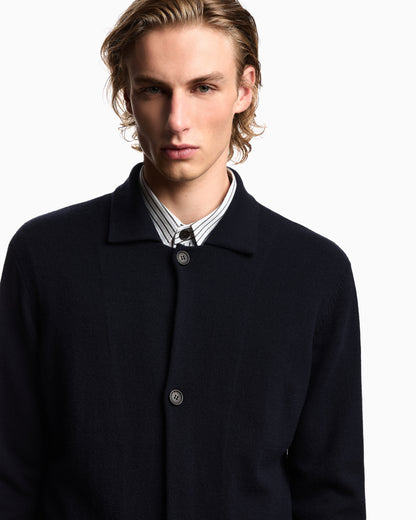 Emporio Armani Plain-knit virgin-wool jacket