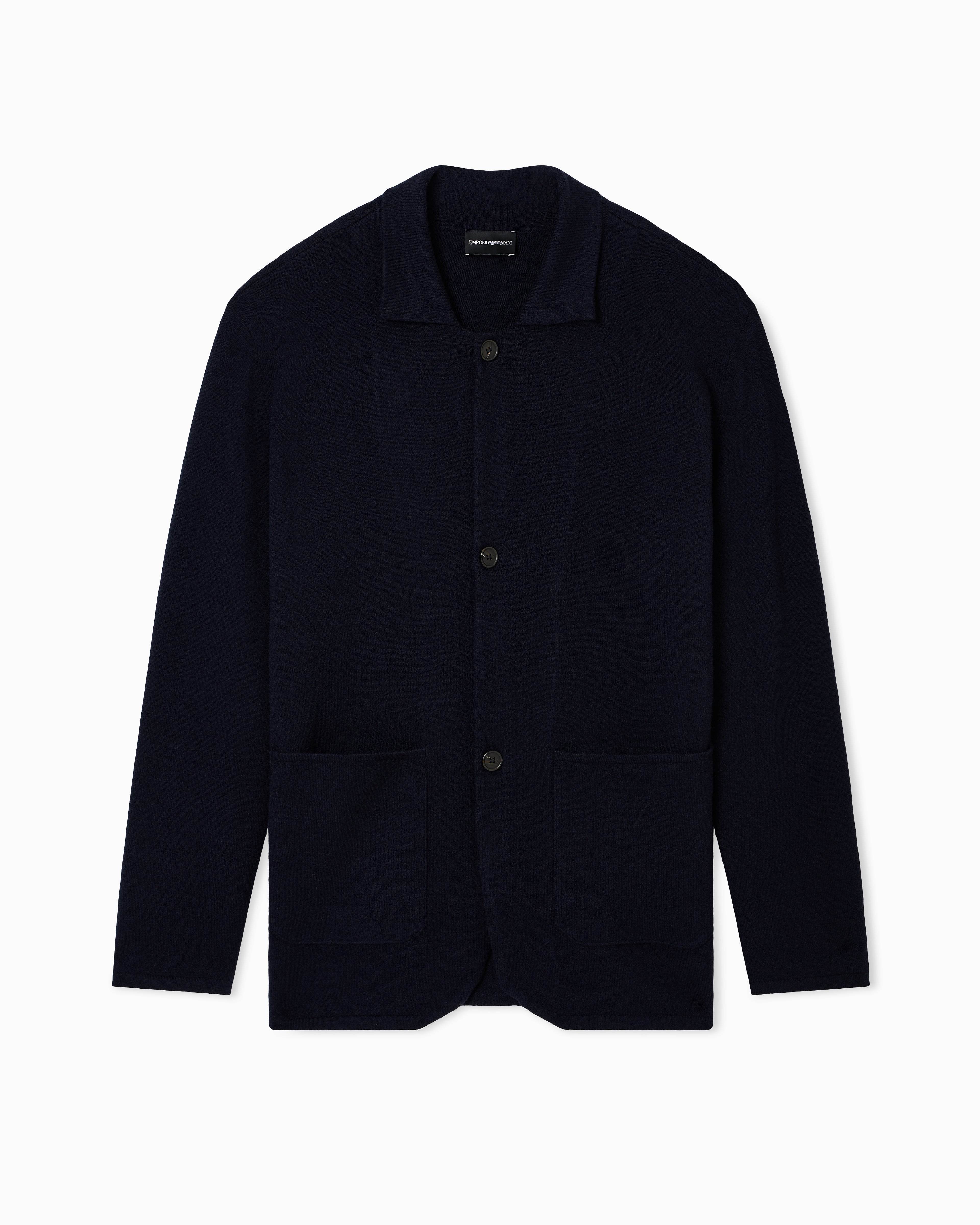 Emporio Armani Plain-knit virgin-wool jacket