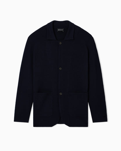 Emporio Armani Plain-knit virgin-wool jacket
