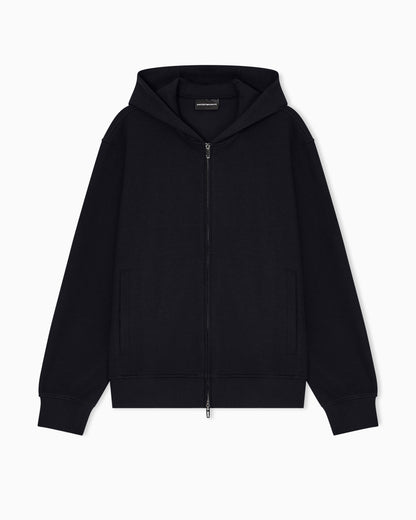 Emporio Armani Travel Essential canneté jersey zip-up hooded sweatshirt