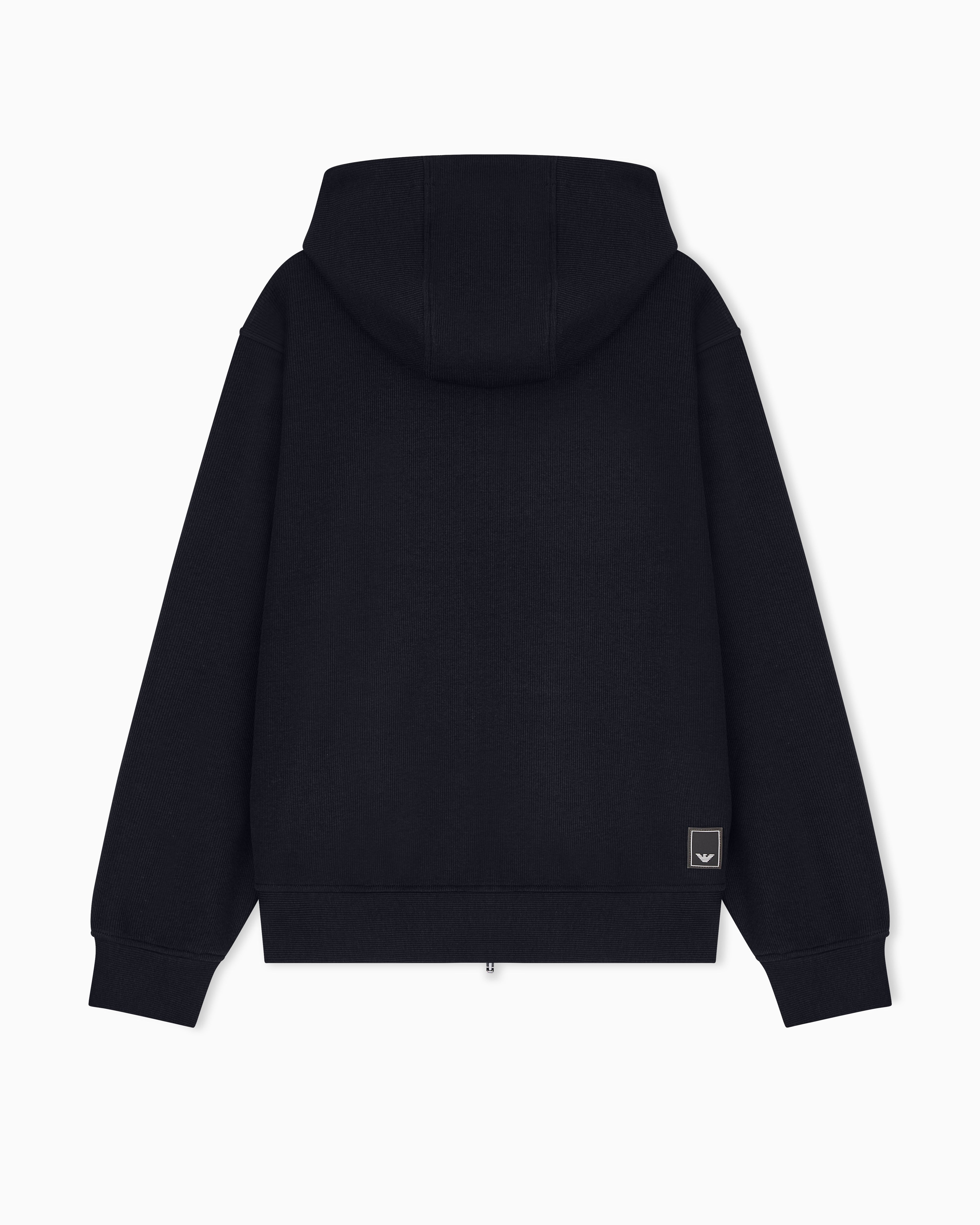 Emporio Armani Travel Essential canneté jersey zip-up hooded sweatshirt