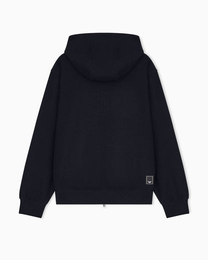 Emporio Armani Travel Essential canneté jersey zip-up hooded sweatshirt