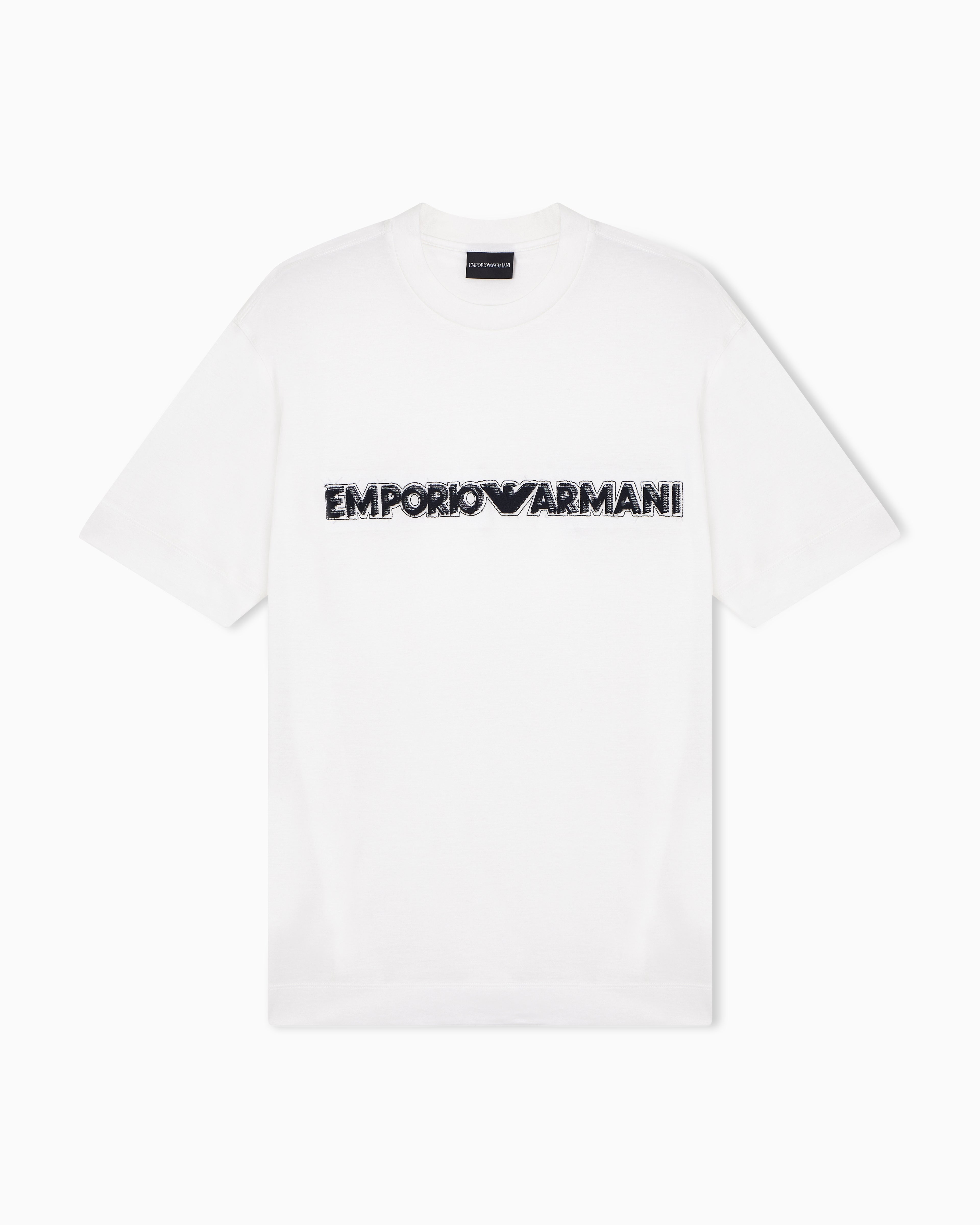 Emporio Armani Lyocell blend jersey T-shirt with soft-touch embossed logo