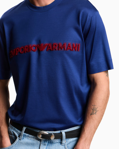 Emporio Armani Lyocell blend jersey T-shirt with soft-touch embossed logo