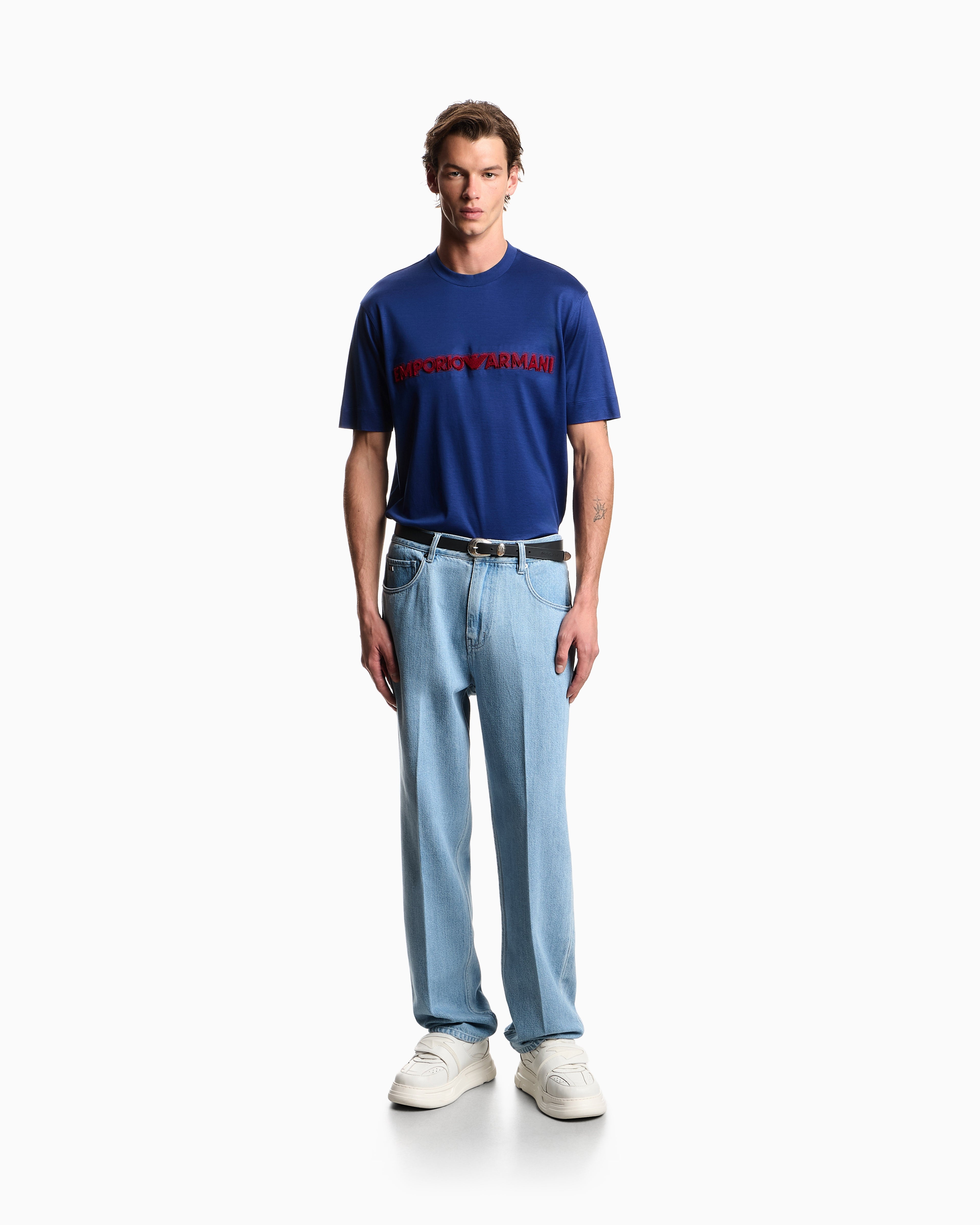 Emporio Armani Lyocell blend jersey T-shirt with soft-touch embossed logo