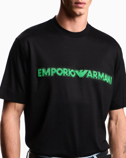 Emporio Armani Lyocell blend jersey T-shirt with soft-touch embossed logo