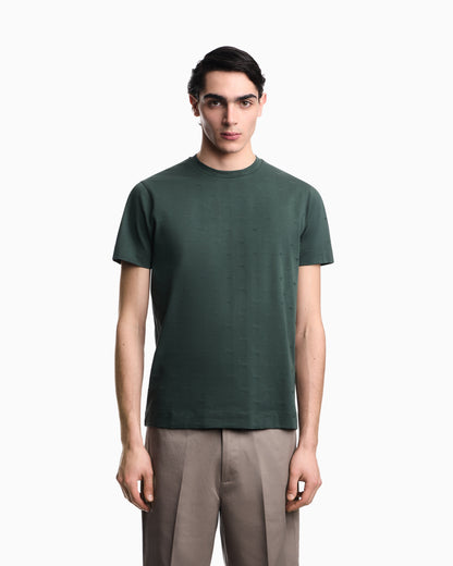 Emporio Armani Slim-fit T-shirt in all-over micro-eagle jacquard jersey