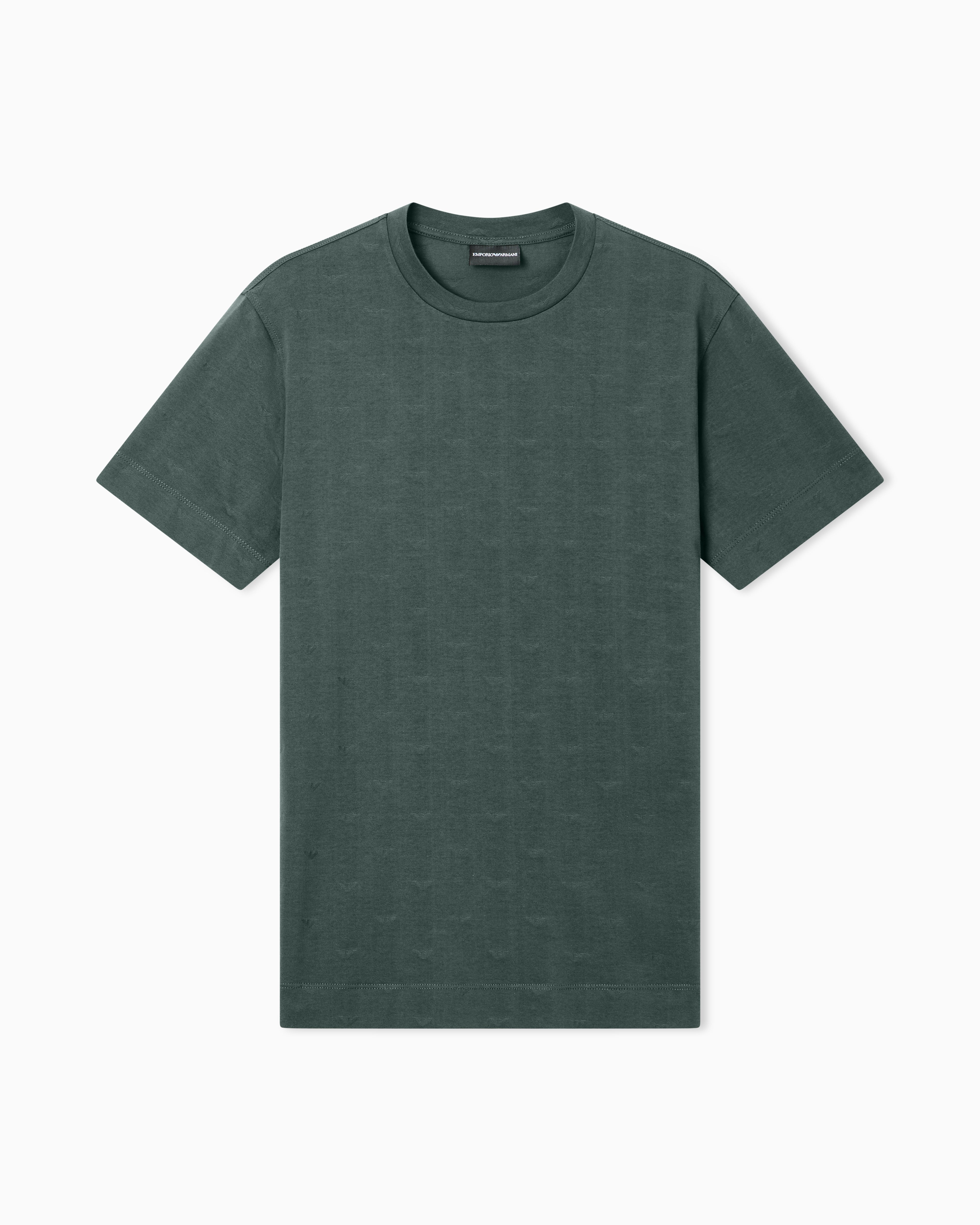 Emporio Armani Slim-fit T-shirt in all-over micro-eagle jacquard jersey