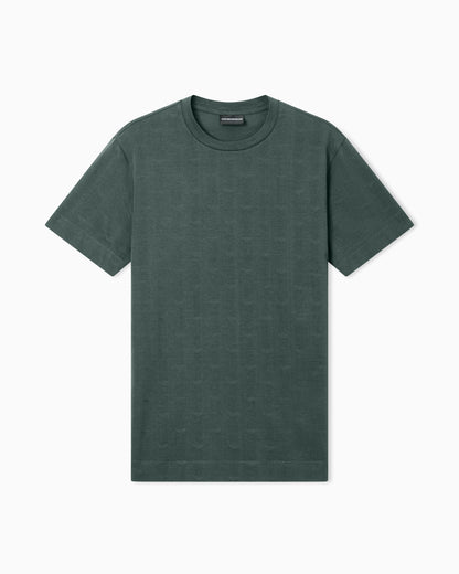 Emporio Armani Slim-fit T-shirt in all-over micro-eagle jacquard jersey
