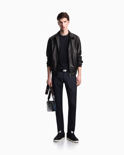 Emporio Armani Slim-fit T-shirt in all-over micro-eagle jacquard jersey