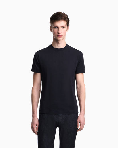 Emporio Armani Slim-fit T-shirt in all-over micro-eagle jacquard jersey