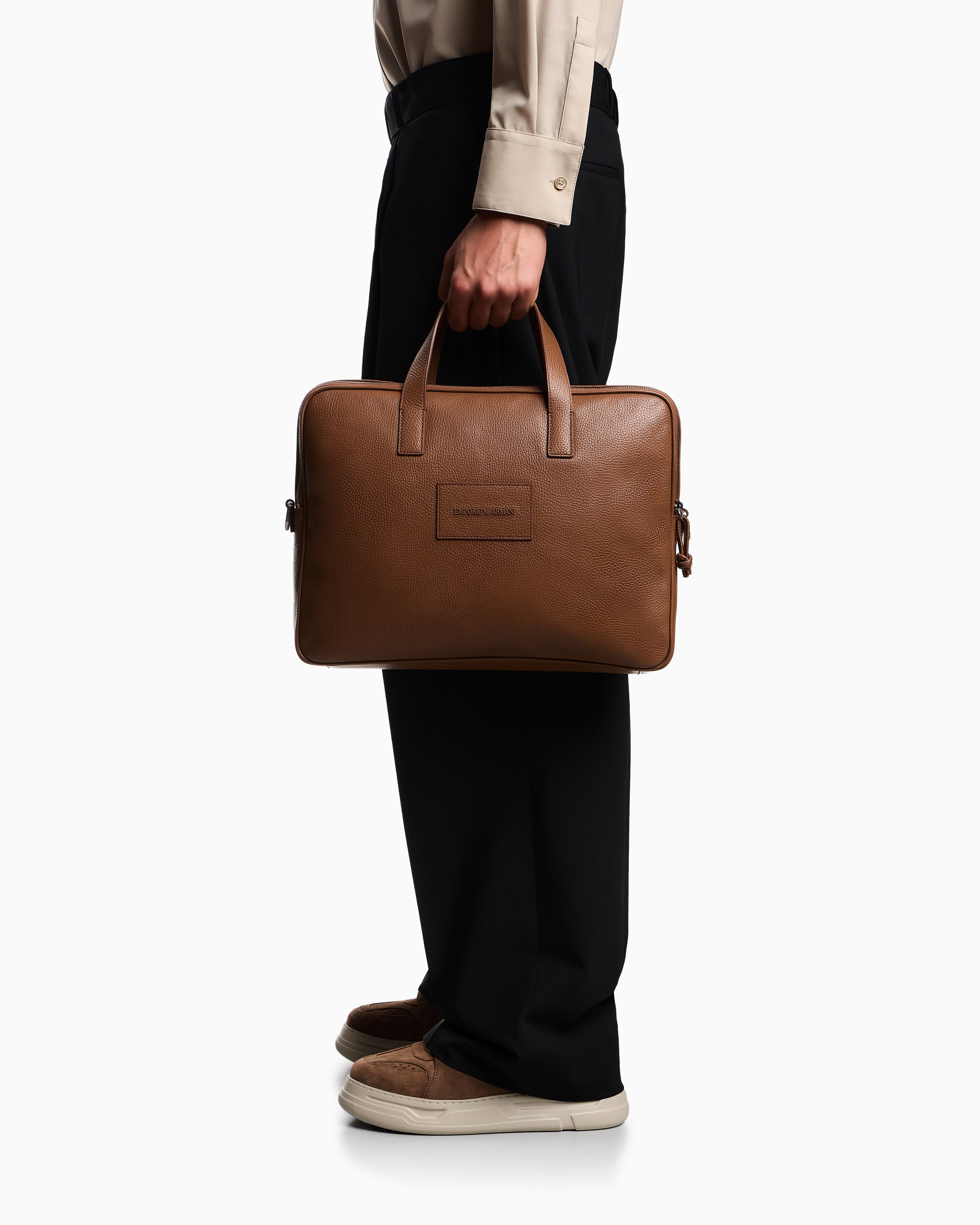 Emporio Armani business bag in tumbled leather