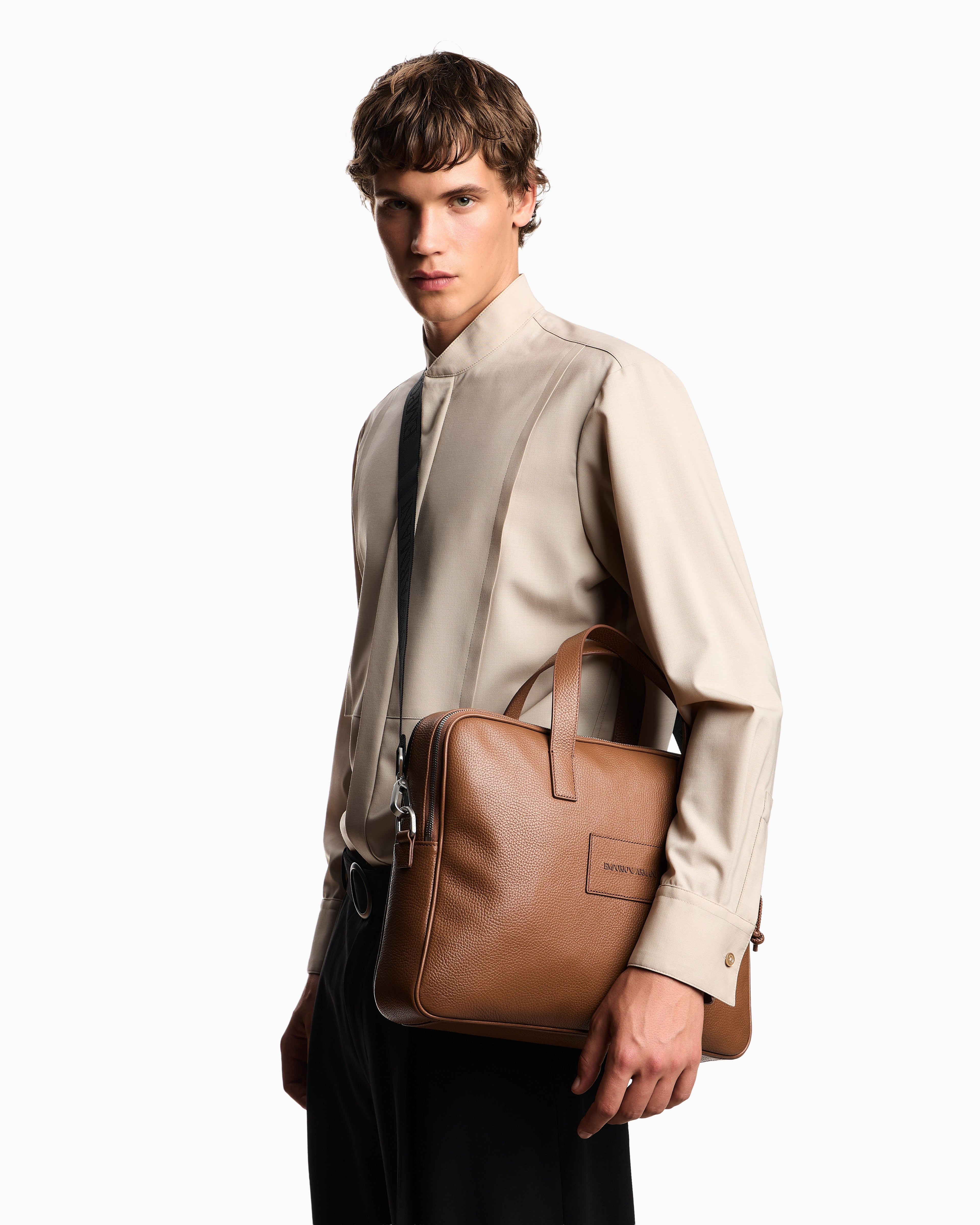 Emporio Armani business bag in tumbled leather