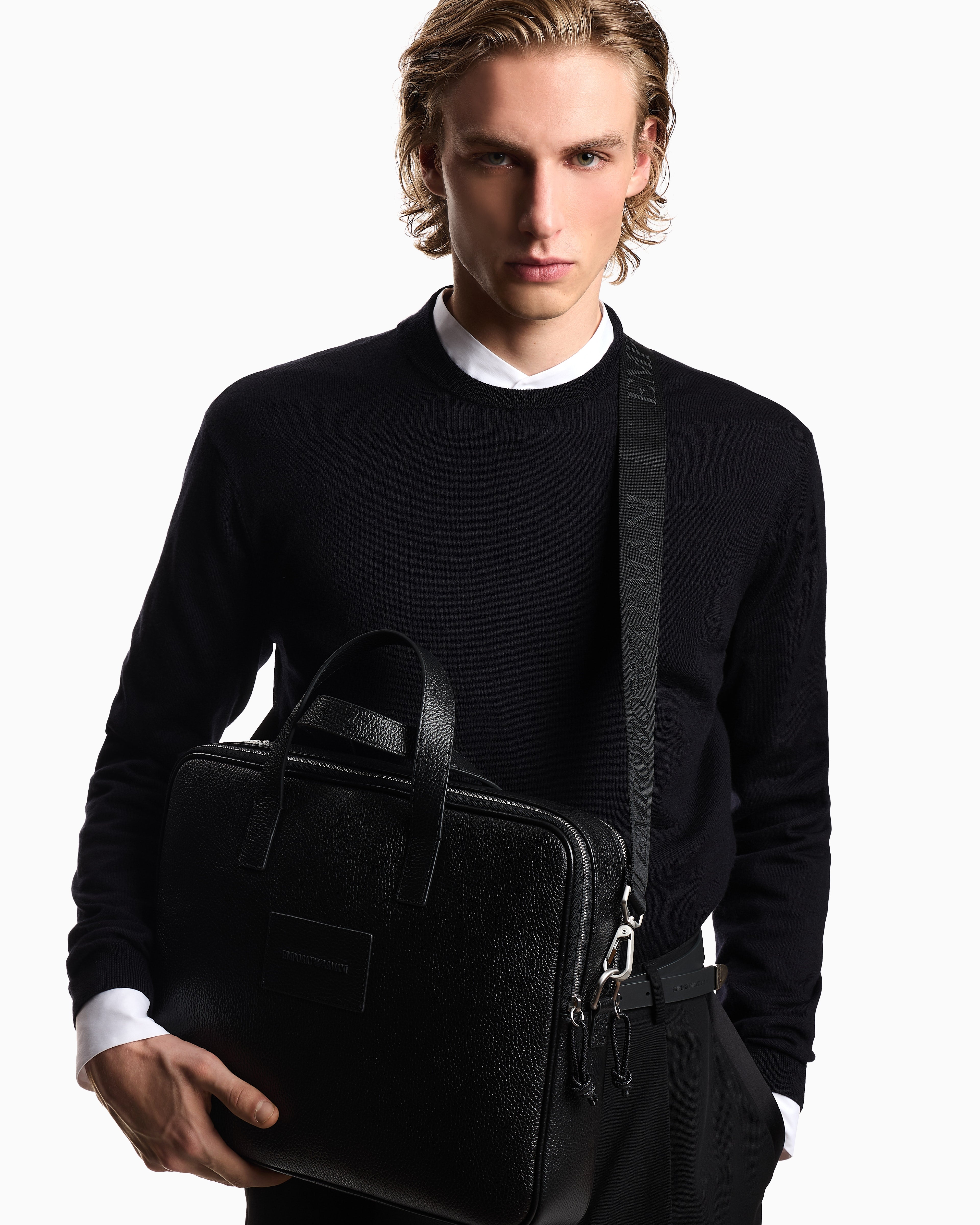 Emporio Armani business bag in tumbled leather