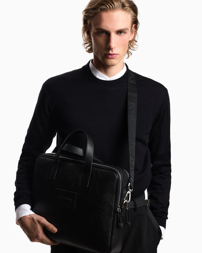 Emporio Armani business bag in tumbled leather