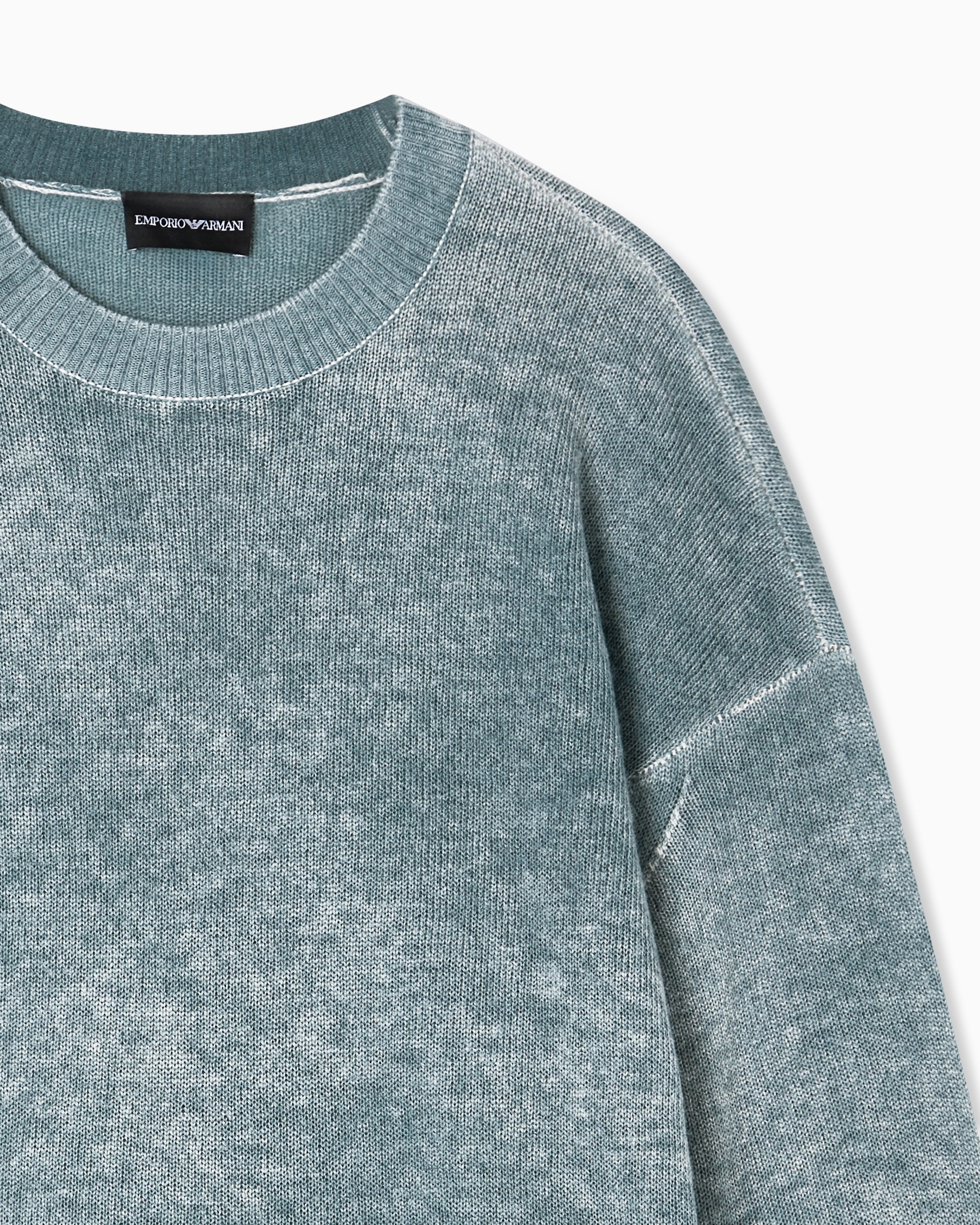 Emporio Armani Printed, plain-knit virgin wool jumper