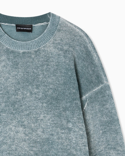 Emporio Armani Printed, plain-knit virgin wool jumper