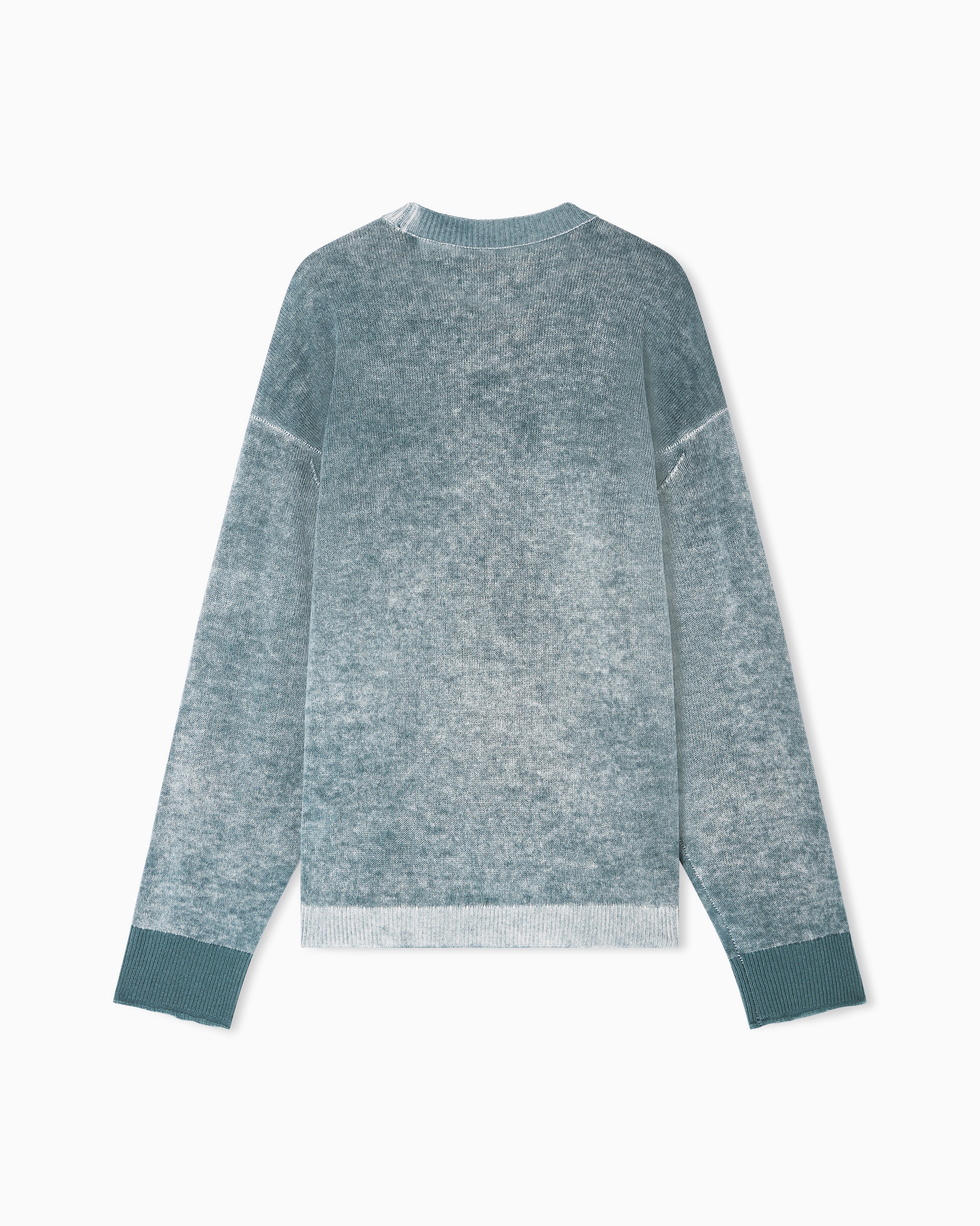 Emporio Armani Printed, plain-knit virgin wool jumper