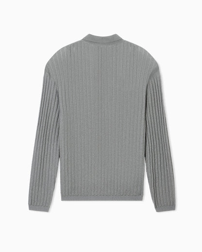 Emporio Armani Wool and Lyocell-blend polo collar jumper in a patterned stitch