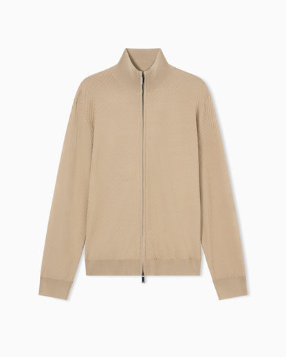 Emporio Armani Icon viscose blend chevron full-zip cardigan