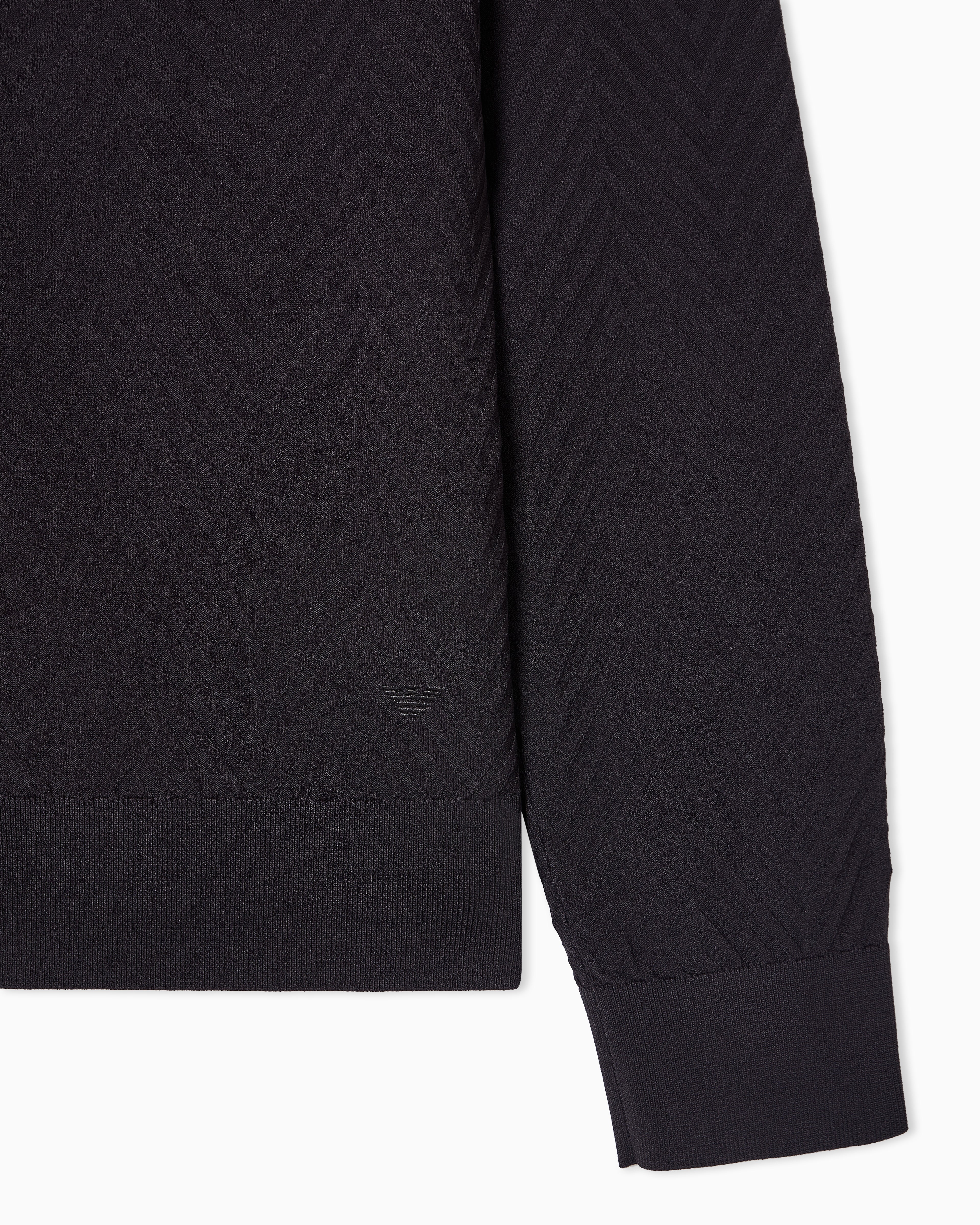 Emporio Armani Icon viscose blend chevron full-zip cardigan