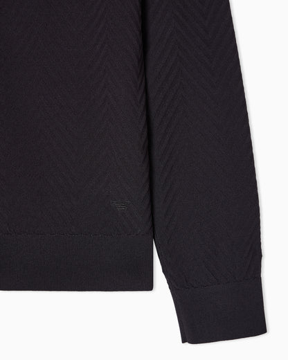 Emporio Armani Icon viscose blend chevron full-zip cardigan
