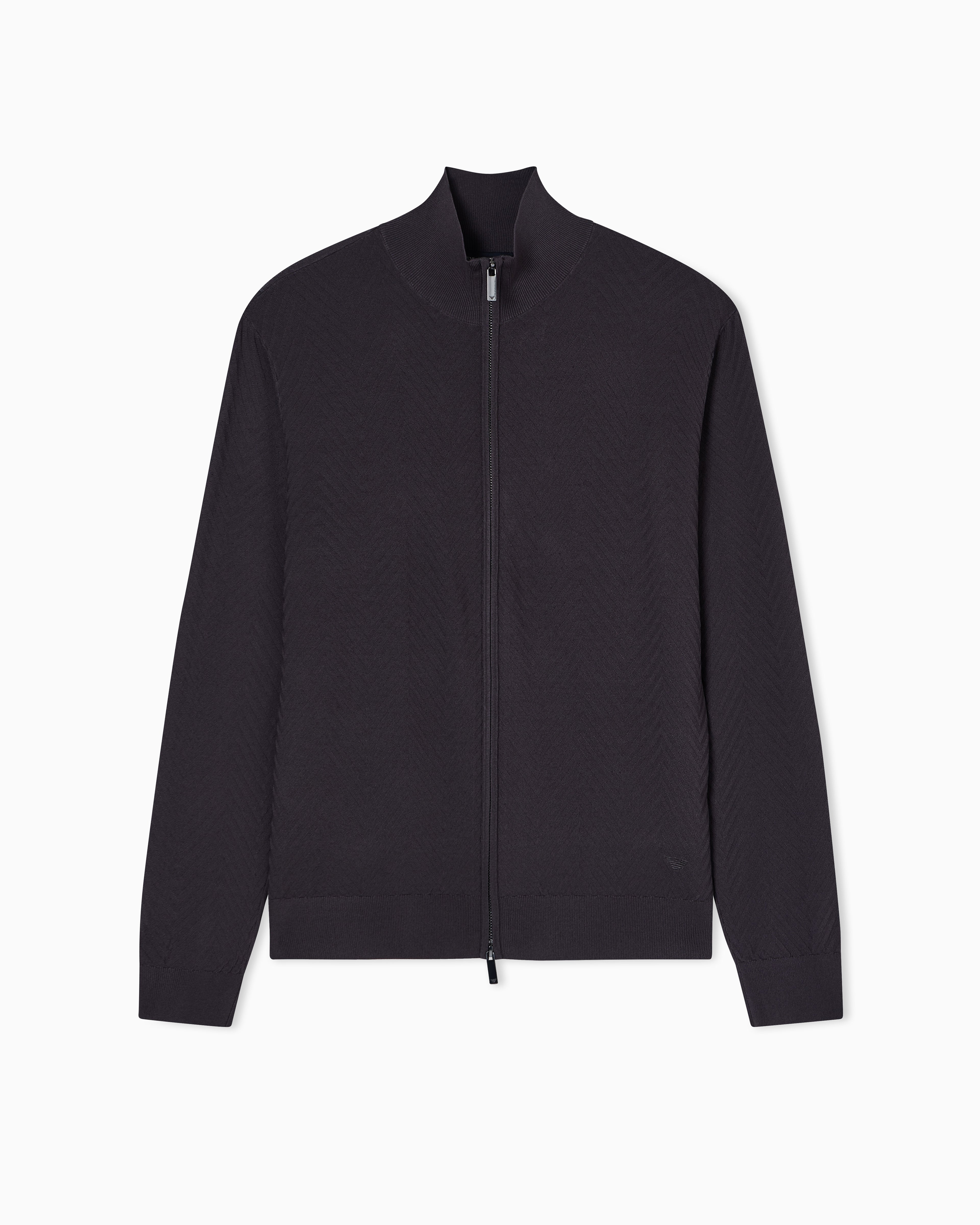 Emporio Armani Icon viscose blend chevron full-zip cardigan
