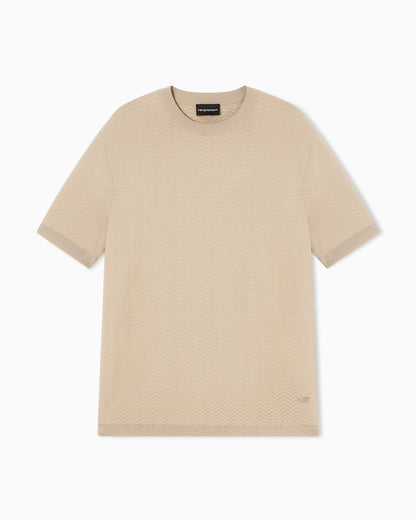 Emporio Armani Icon viscose-blend chevron-stitch jumper
