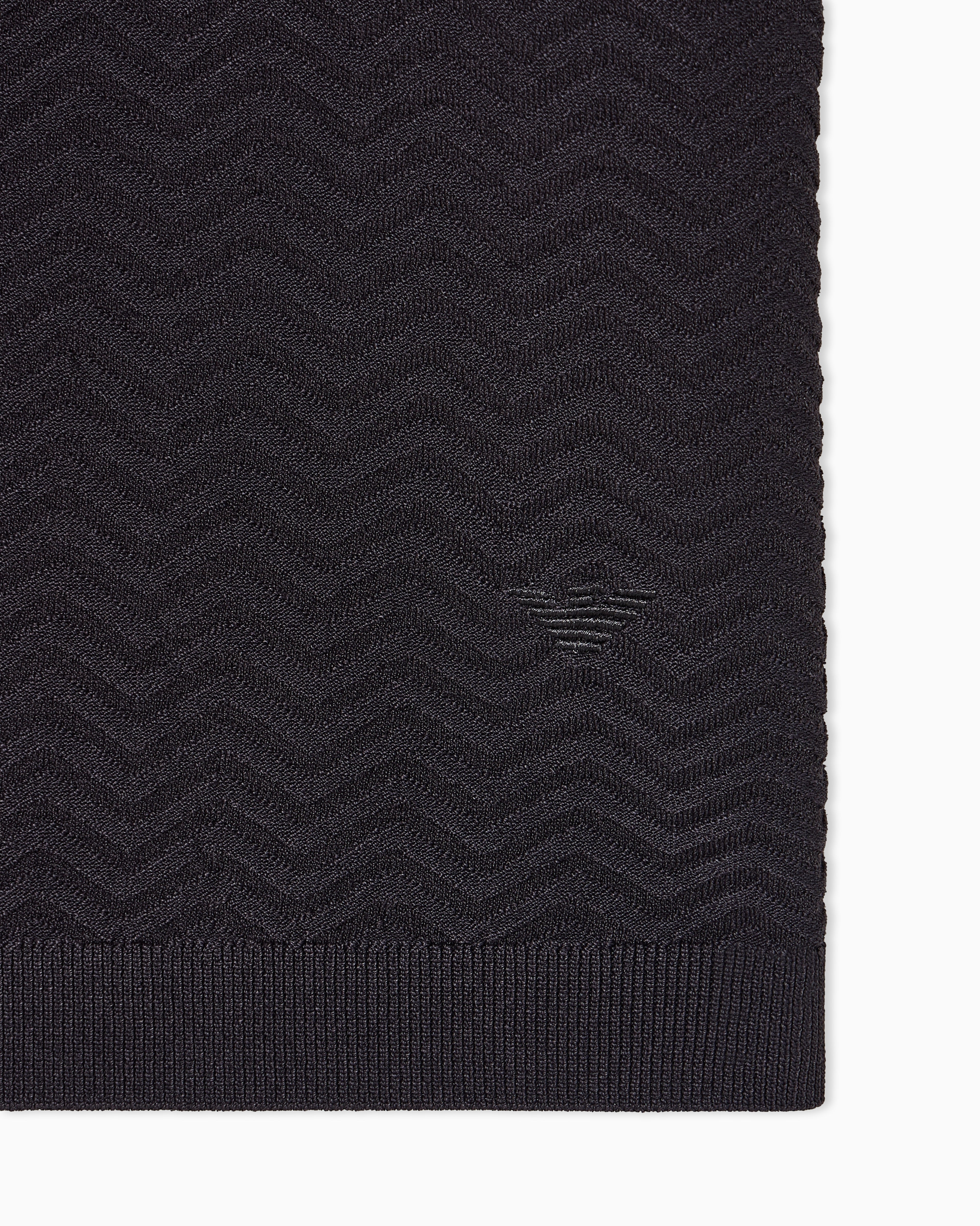 Emporio Armani Icon viscose-blend chevron-stitch jumper