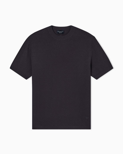 Emporio Armani Icon viscose-blend chevron-stitch jumper