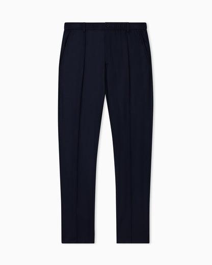 Emporio Armani Trousers with ribbing in ultra-lightweight compact wool jersey