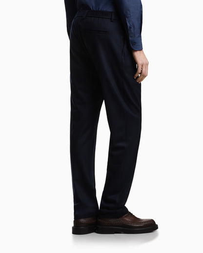 Emporio Armani Trousers with ribbing in ultra-lightweight compact wool jersey