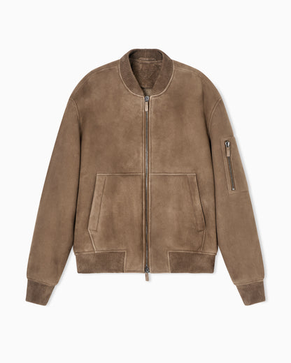 Emporio Armani Icon Merino lamb suede shearling blouson