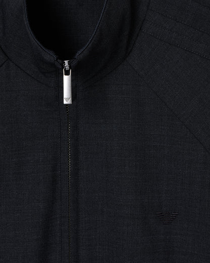 Emporio Armani Icon full-zip blouson in stretch wool blend canvas