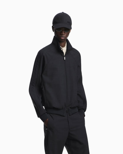 Emporio Armani Icon full-zip blouson in stretch wool blend canvas