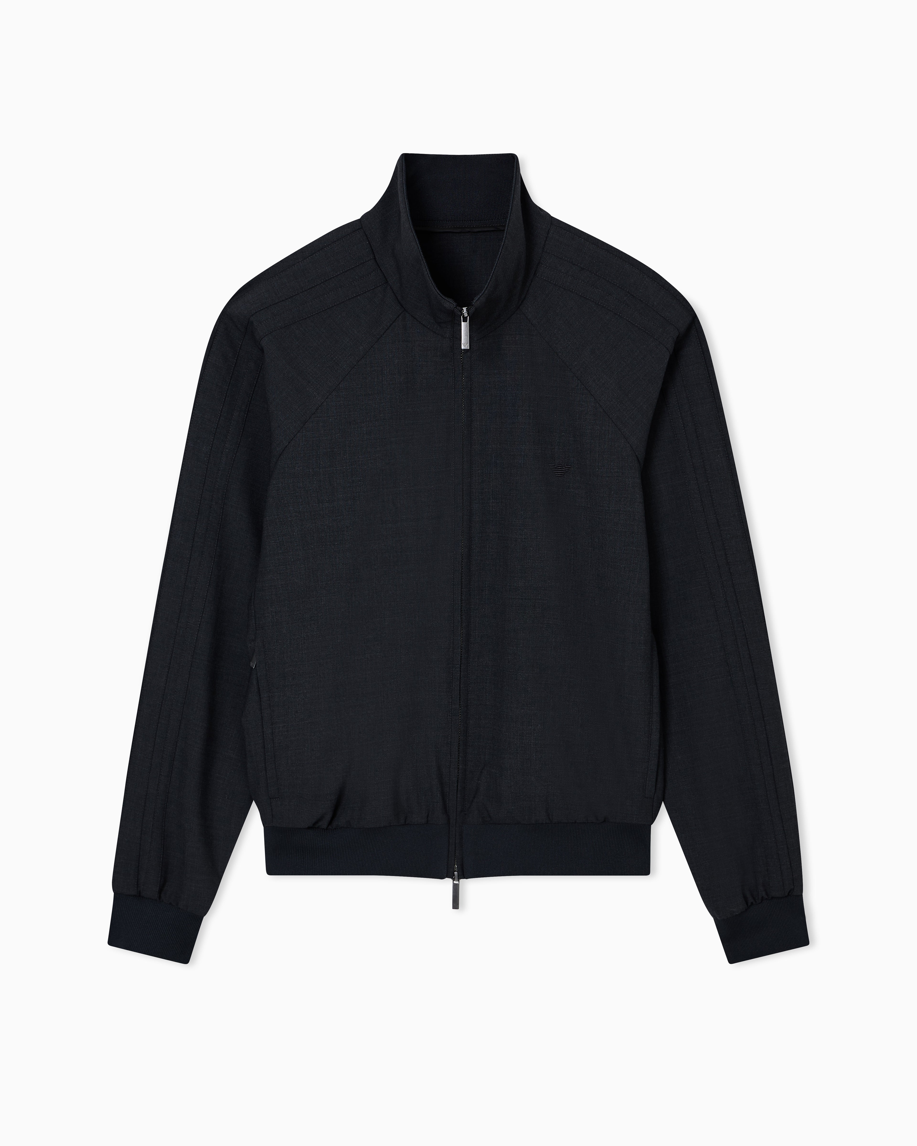 Emporio Armani Icon full-zip blouson in stretch wool blend canvas