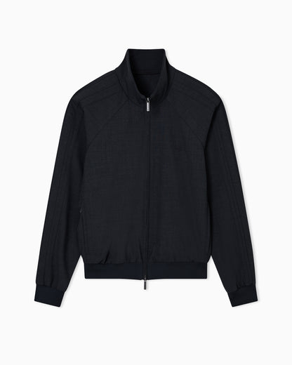 Emporio Armani Icon full-zip blouson in stretch wool blend canvas