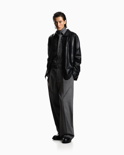 Emporio Armani Ultra light lambskin nappa leather shirt jacket