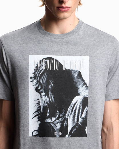 Emporio Armani Icon jersey T-shirt with photographic print and embroidery