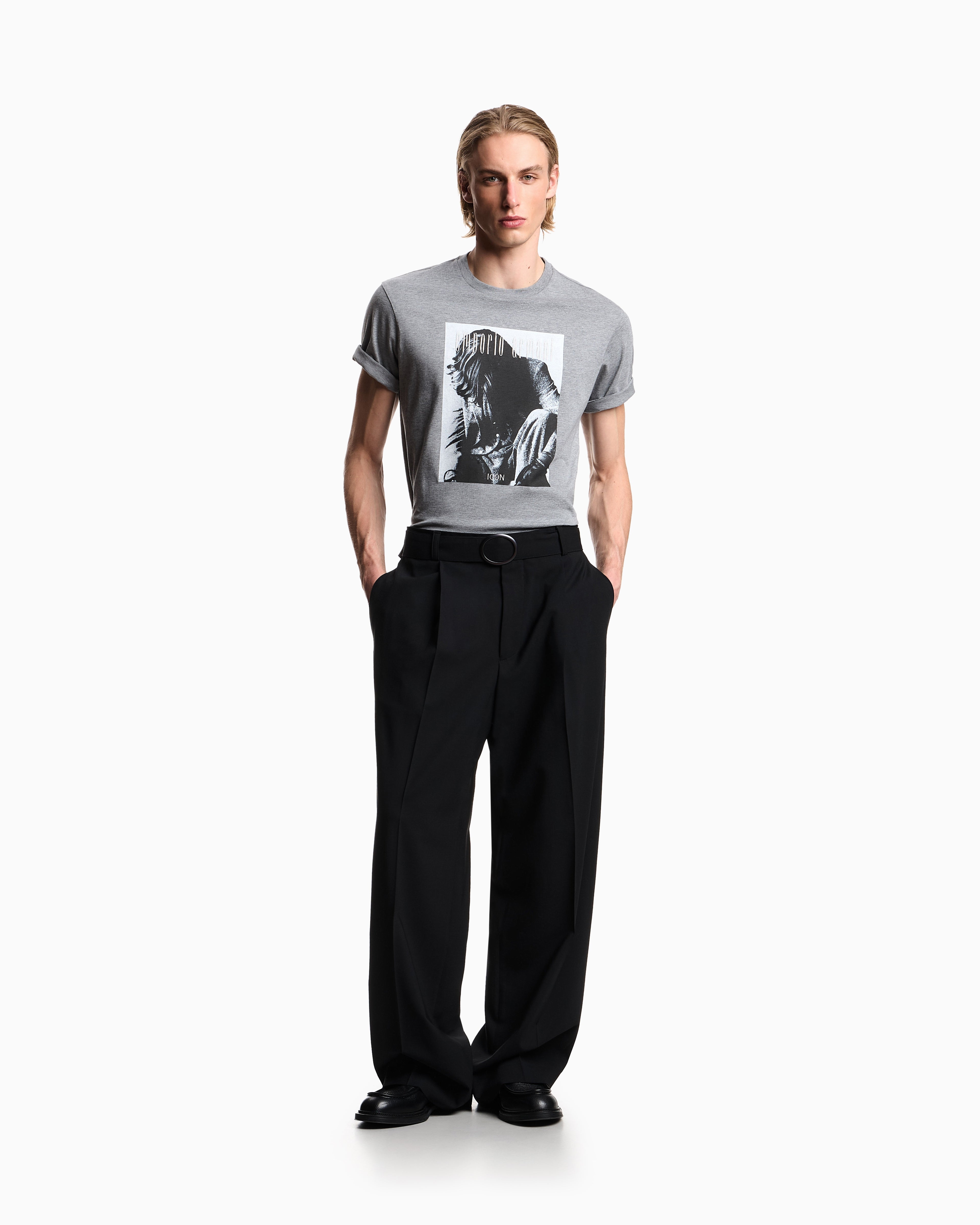 Emporio Armani Icon jersey T-shirt with photographic print and embroidery