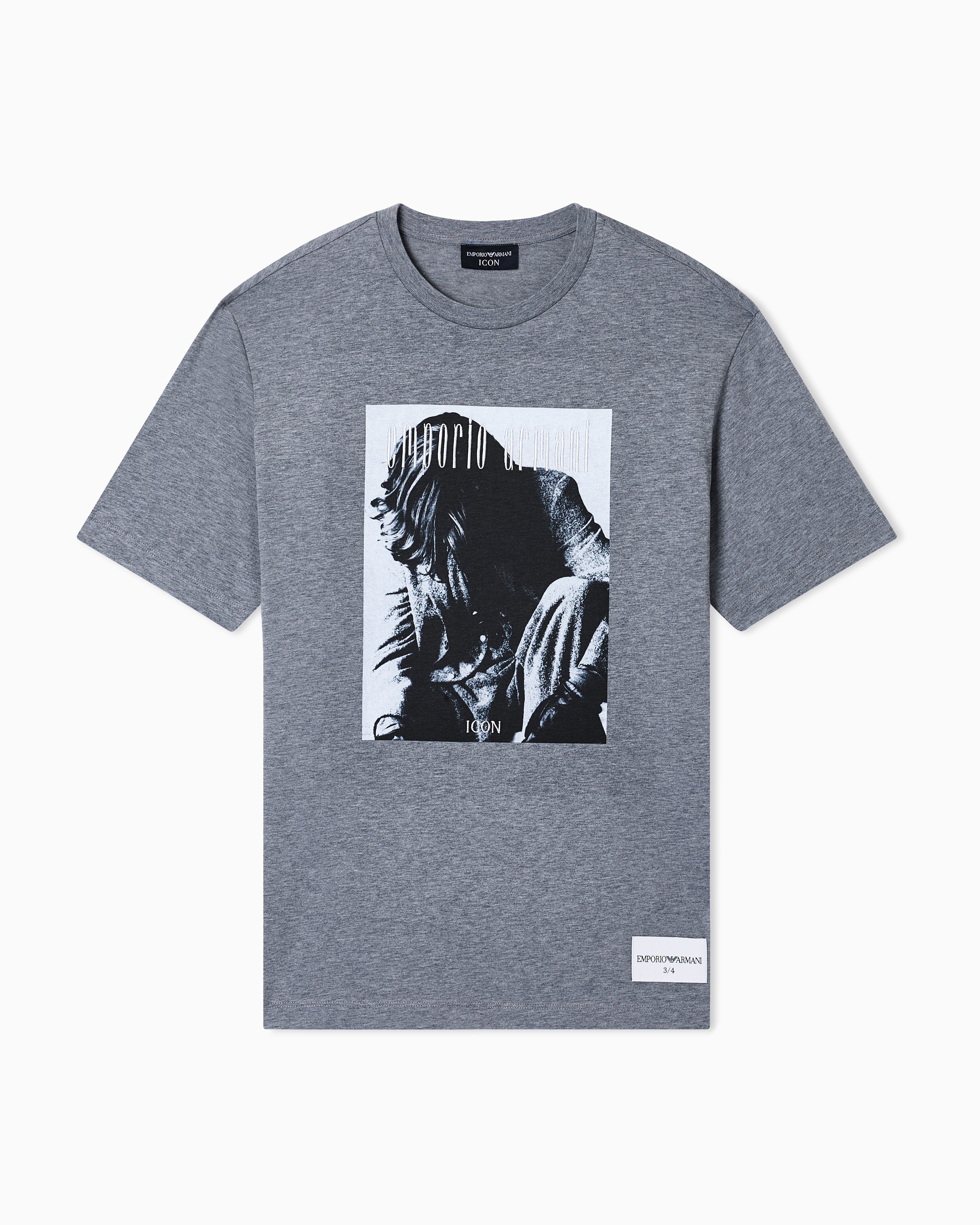 Emporio Armani Icon jersey T-shirt with photographic print and embroidery