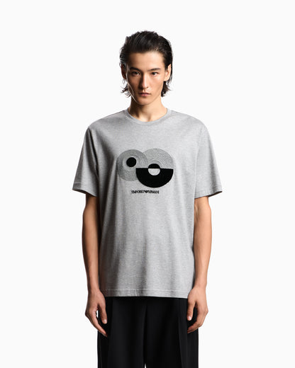 Emporio Armani Jersey T-shirt with op-art embroidery