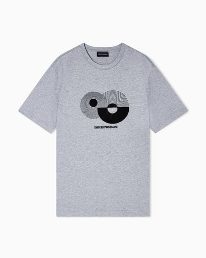 Emporio Armani Jersey T-shirt with op-art embroidery