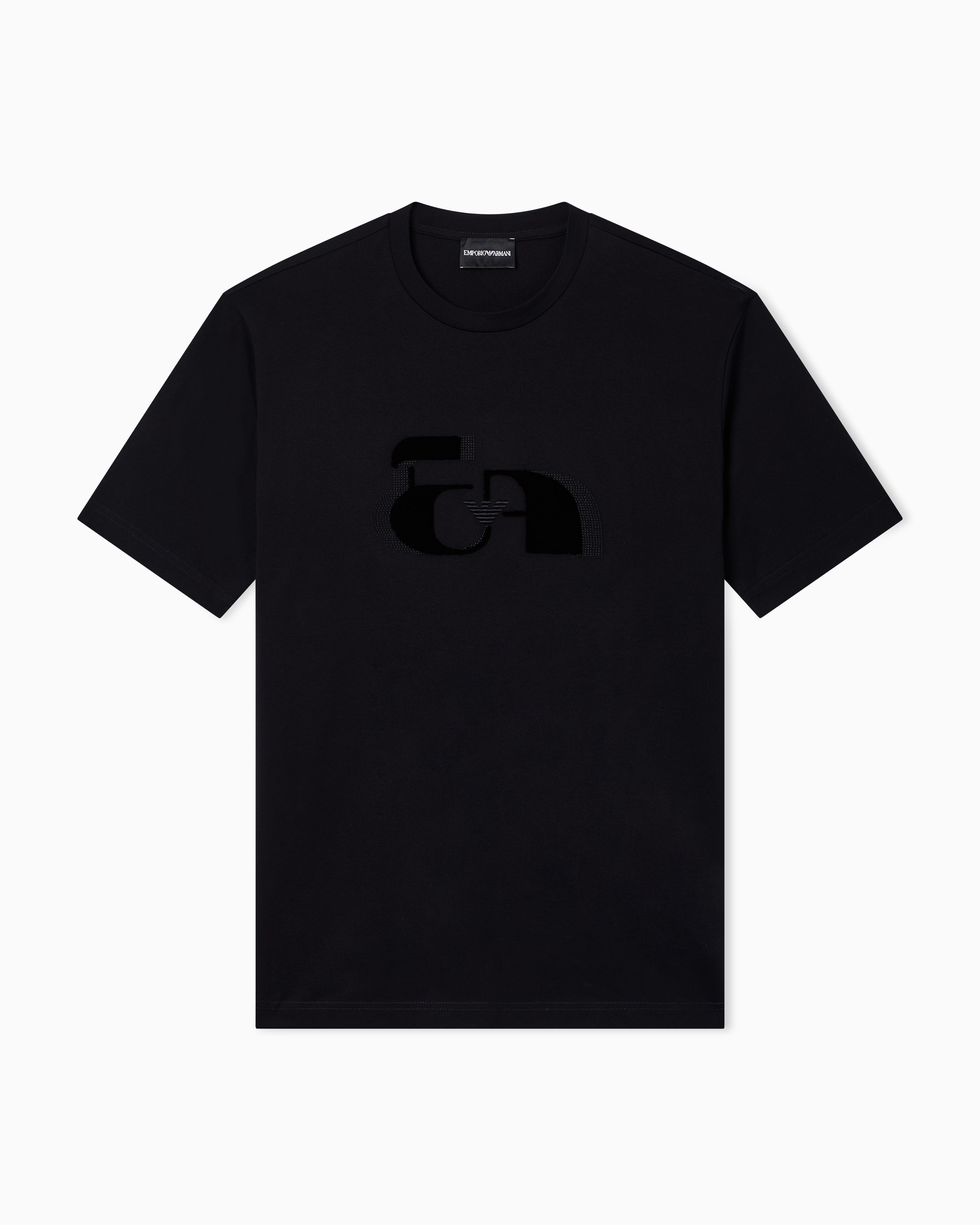 Emporio Armani Jersey T-shirt with op-art embroidery