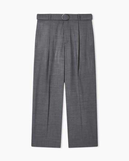 Emporio Armani Trousers with pleats and belt in stretch wool canvas